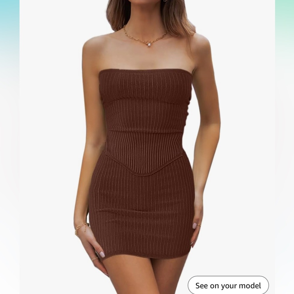 NWT Brown Ribbed Two-Piece Set, Size Small